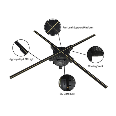 70cm 16GB SD 카드 TF 카드 3D 홀로그램 팬 디스플레이 LED 광고 프로젝터 디지털 팬
